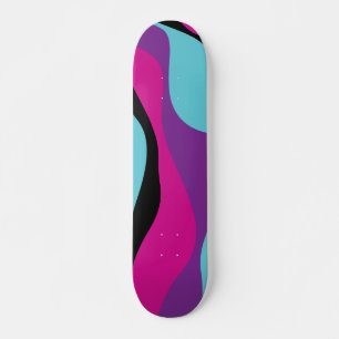 Ebb och Flow 4 - Rosa, Lila, blått och svart Mini Skateboard Bräda 18,5 Cm