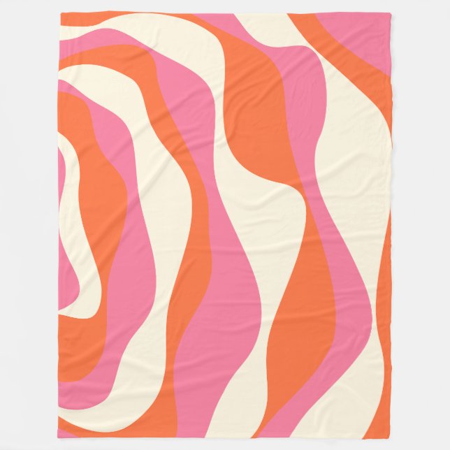 Ebb och Flow 4 - Rosa, Orange och kream Fleecefilt (Framsidan)