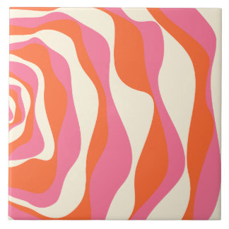 Ebb och Flow 4 - Rosa, Orange och kream Kakelplatta
