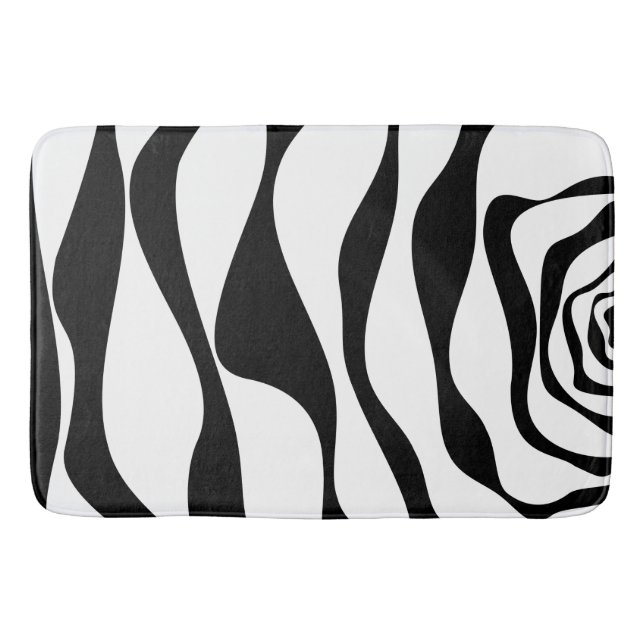 Ebb och Flow 4 - Svartvitt Badrumsmatta (Framsidan)