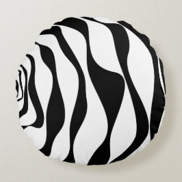 Ebb och Flow 4 - Svartvitt Rund Kudde