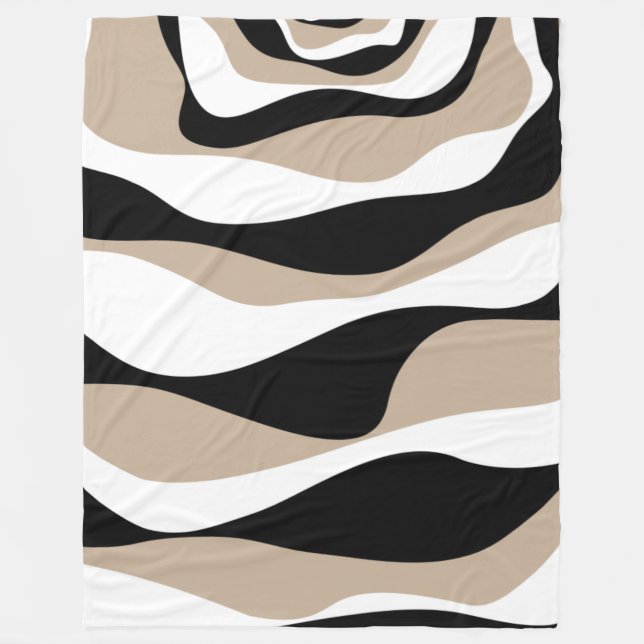 Ebb och Flow 4 - Taupe, Black and White Fleecefilt (Framsidan)