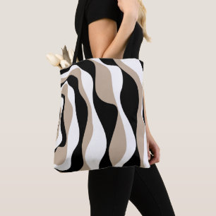 Ebb och Flow 4 - Taupe, Black and White Tygkasse