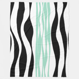 Ebb och Flow - Mint-Grönt, Vit och Svart Fleecefilt