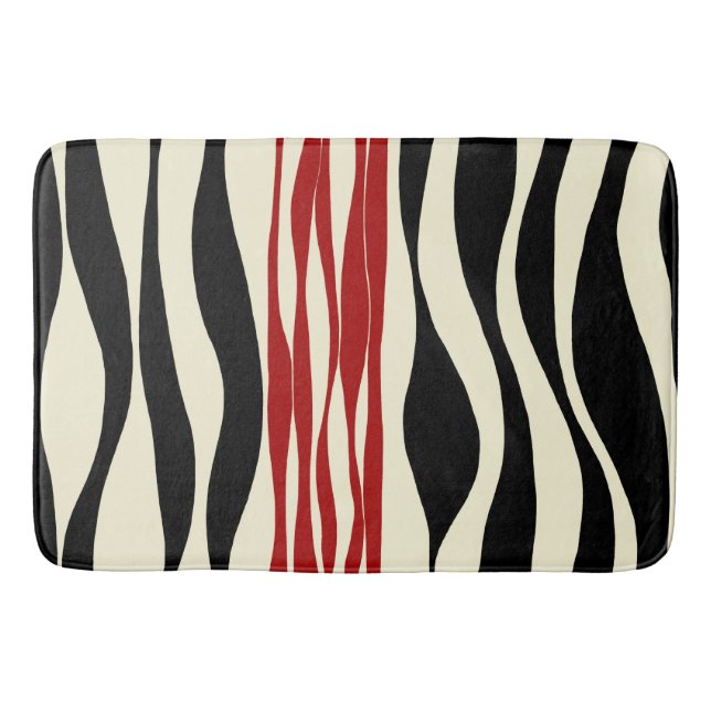 Ebb och Flow - Red & Cream Badrumsmatta (Framsidan)