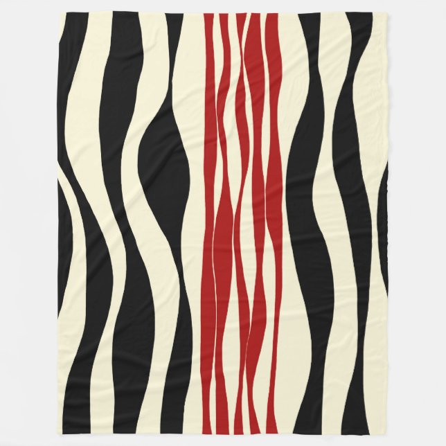 Ebb och Flow - Red & Cream Fleecefilt (Framsidan)