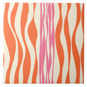Ebb och Flow - Rosa, Orange och Cream Kakelplatta
