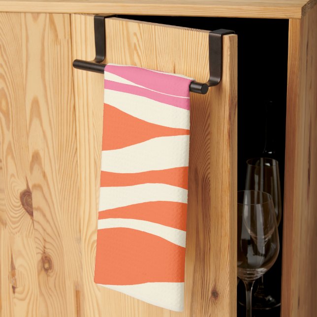 Ebb och Flow - Rosa, Orange och Cream Kökshandduk (Thirds Fold)