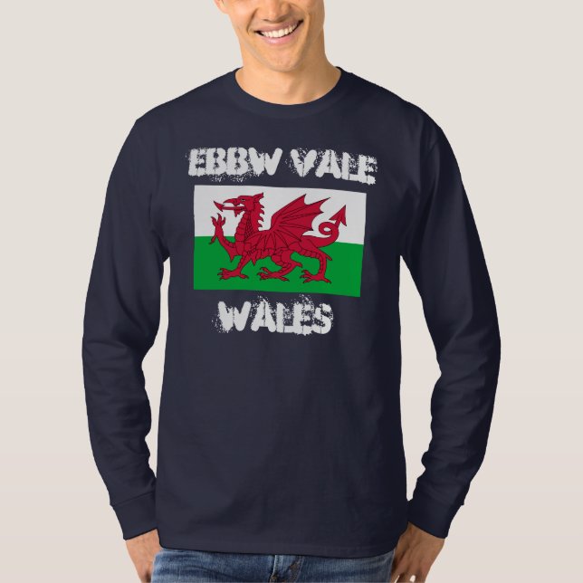 Ebbw Vale, Wales med walesisk flagga Tee (Framsida)
