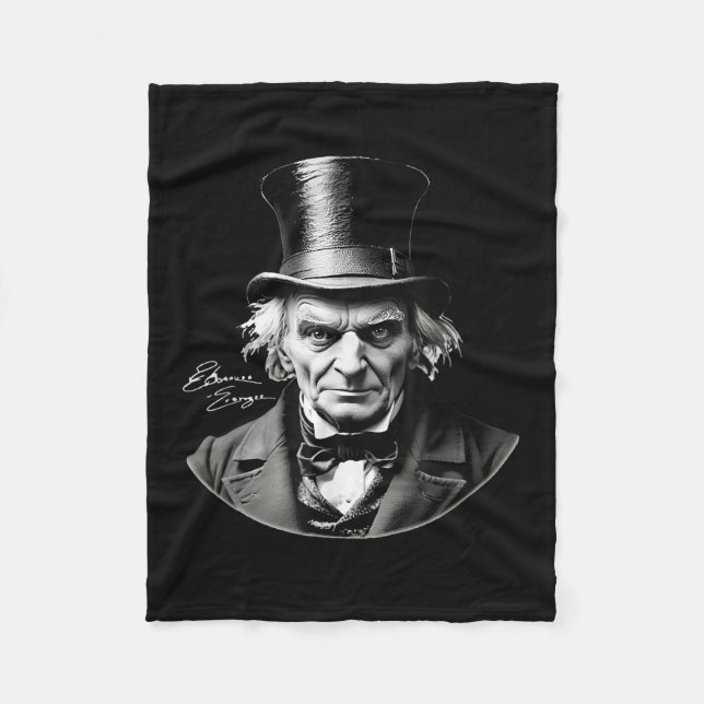 Ebeneezer Scrooge Rtrait with Namnteckning Fleecefilt (Framsidan)
