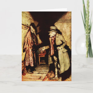 Ebenezer Scrooge jul Sång Vintage Kort