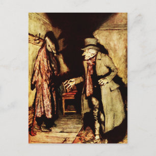 Ebenezer Scrooge jul Sång Vintage Vykort