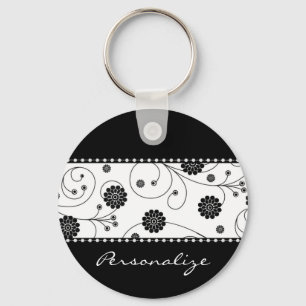 Ebenholtssvart blombaner Keychain Nyckelring