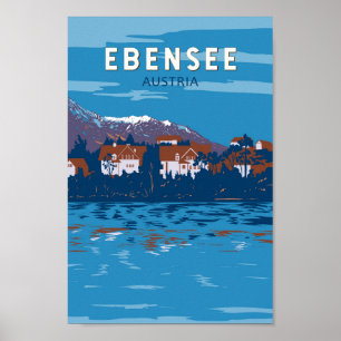 Ebensee Österrike Resa Konst Vintage Poster