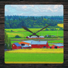 Ebeys landande Prairie Red Barns Clock Fyrkantig Klocka
