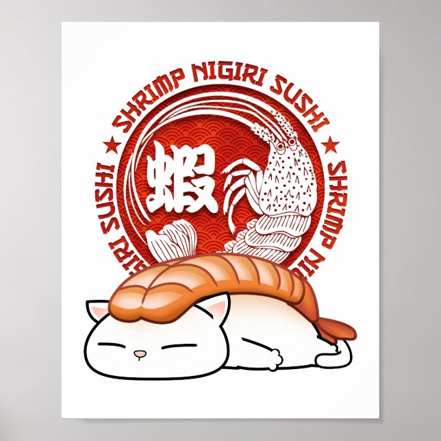 Ebi Shrimp Sushi Cat Poster (Framsidan)