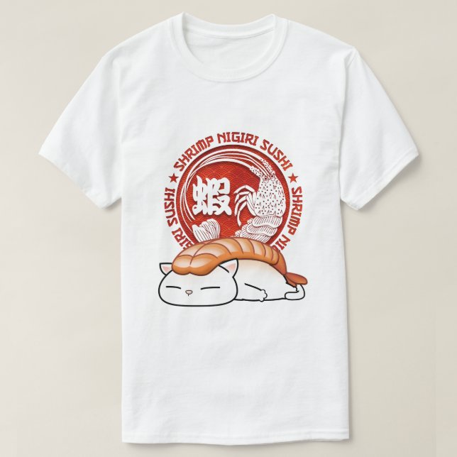 Ebi Shrimp Sushi Cat T Shirt (Design framsida)