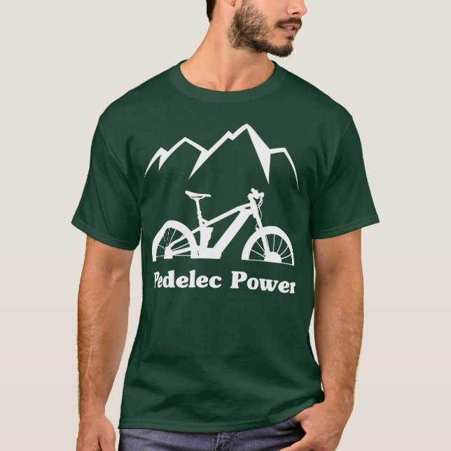 EBike Pedelec Power Bicycle Battery Mountain T Shirt (Framsida)