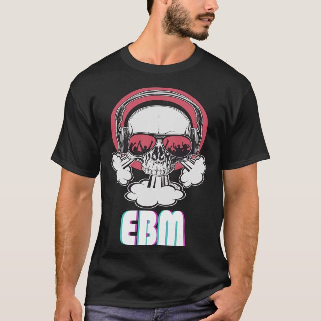 EBM Disco Techno Trance Skull T Shirt (Framsida)