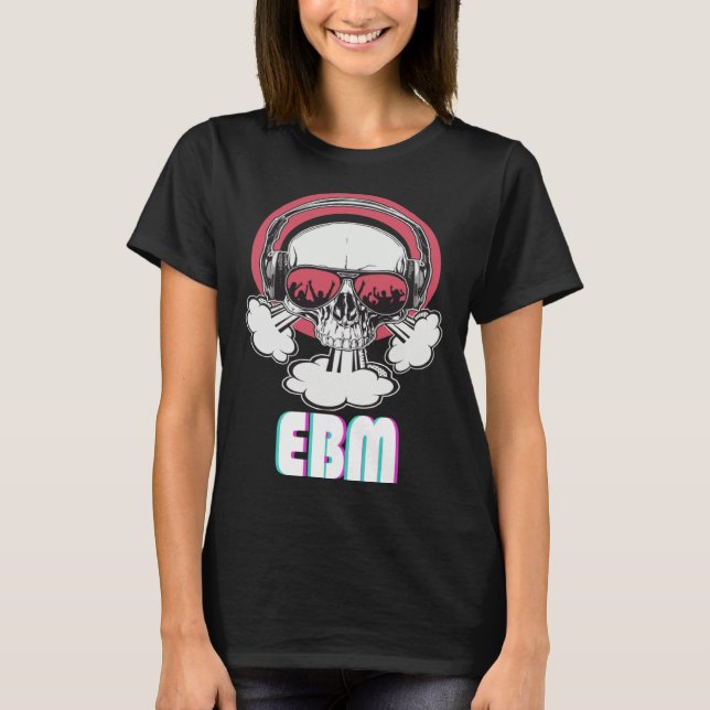 EBM Disco Techno Trance Skull T Shirt (Framsida)