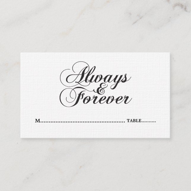 Ebony Always & Forever Bröllop-kontokort Placeringskort (Framsida)