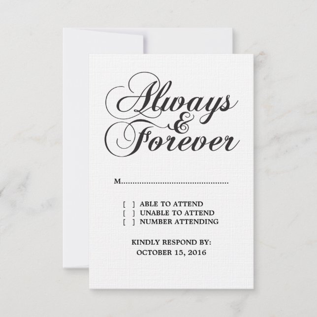 Ebony Always & Forever Bröllop OSA Card Kort (Framsida)