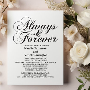 Ebony Always & Forever Wedding bjudande Inbjudningar
