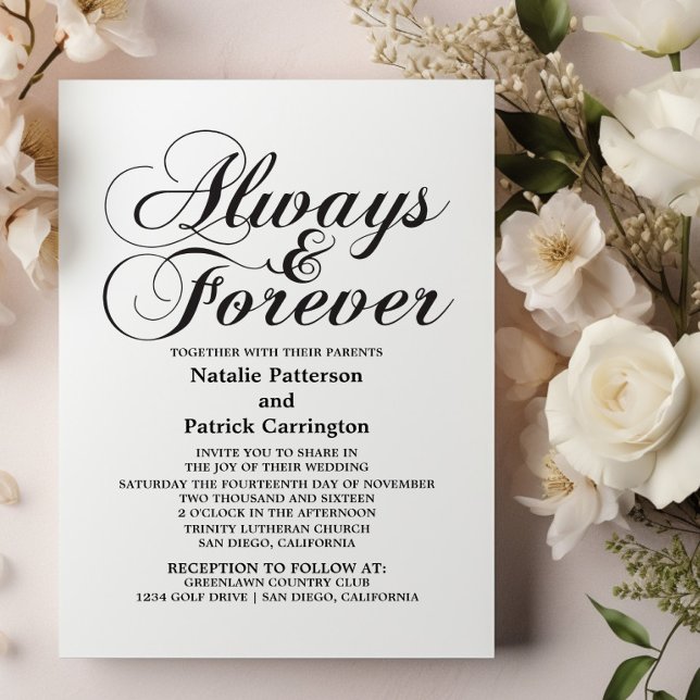 Ebony Always & Forever Wedding bjudande Inbjudningar (Ebony Always and Forever Wedding Invitation)