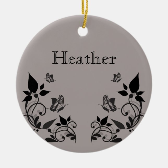 Ebony Butterfly Blommigt Ornament (Framsidan)