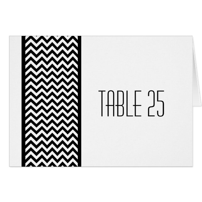Ebony Chevron Gräns Bordsnummer Card Hälsningskort (Framsidan Horizontal)