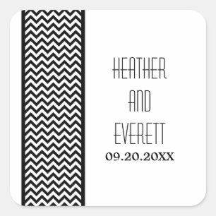Ebony Chevron Gräns Wedding Stickers Fyrkantigt Klistermärke