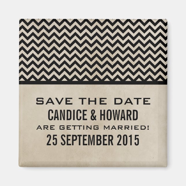 Ebony Chic Chevron Spara datum magneter (Framsidan)