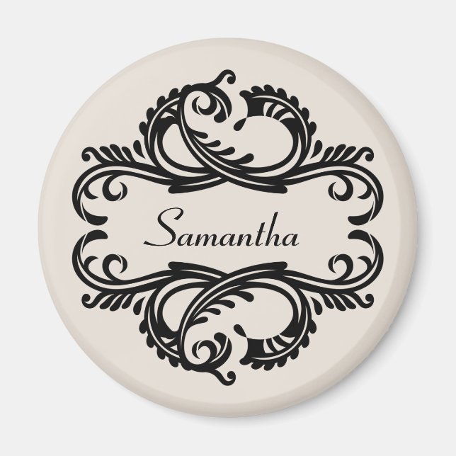 Ebony Chic Damask Magnet (Framsidan)