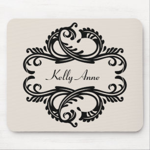 Ebony Chic Damask Mousepad Musmatta