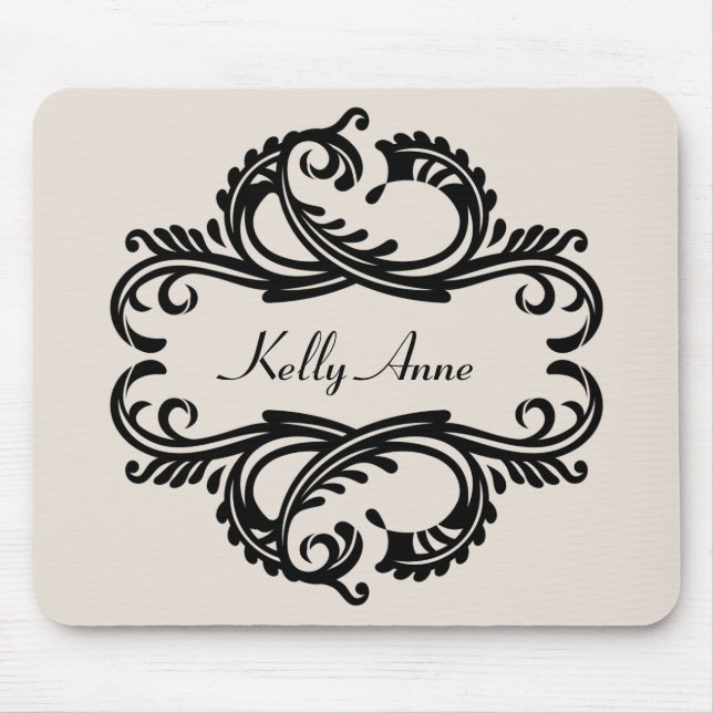 Ebony Chic Damask Mousepad Musmatta (Framsidan)
