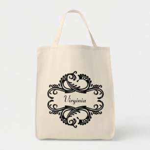 Ebony Chic Damask Tote Bag Tygkasse