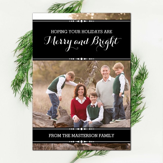 Ebony Chic-Helgdag-fotoplatta kort (Ebony Simply Chic Holiday Photo Card)