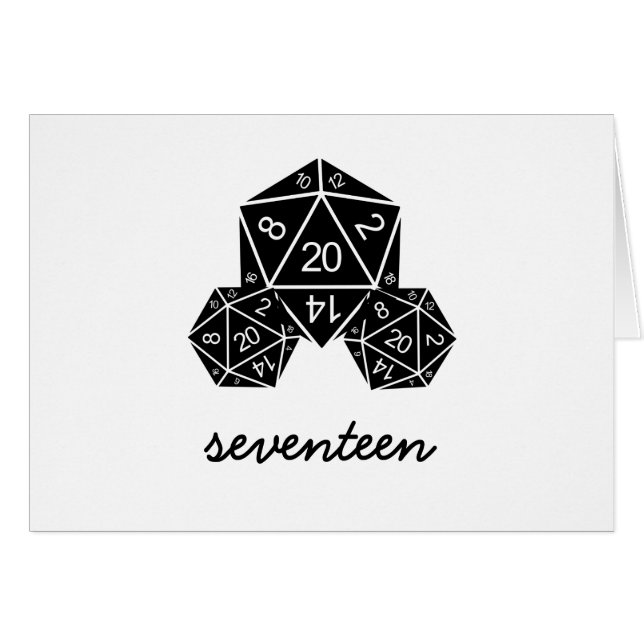Ebony D20 Dice-Bordsnummer-kort Hälsningskort (Framsidan Horizontal)
