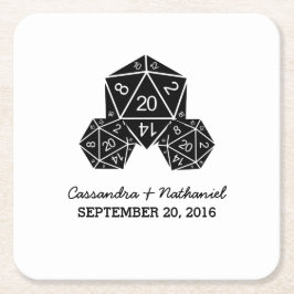 Ebony D20 Dice Bröllop Pappra Underlägg