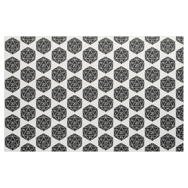 Ebony D20 Dice Fabric Tyg (Yard)