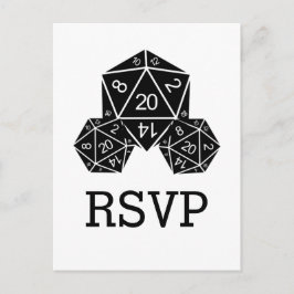 Ebony D20 Dice Response Postcard Inbjudan Vykort