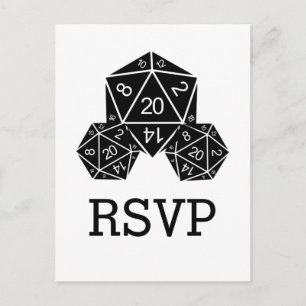 Ebony D20 Dice Response Postcard Inbjudan Vykort