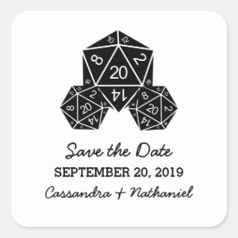 Ebony D20 Dice Spara datummärkena Fyrkantigt Klistermärke