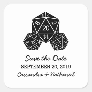 Ebony D20 Dice Spara datummärkena Fyrkantigt Klistermärke