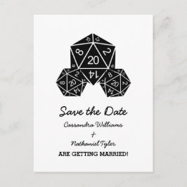 Ebony D20 Dice Spara det datum vykortet Meddelande Vykort
