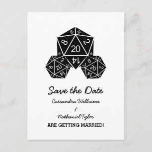 Ebony D20 Dice Spara det datum vykortet Meddelande Vykort