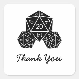 Ebony D20 Dice Tack Stickers Fyrkantigt Klistermärke
