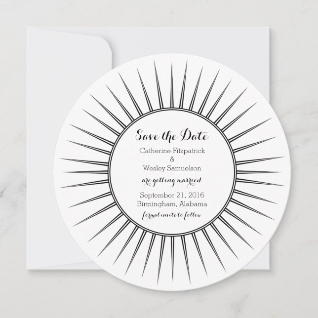 Ebony Deco Retro Spara datumet Inbjudan (Framsida)