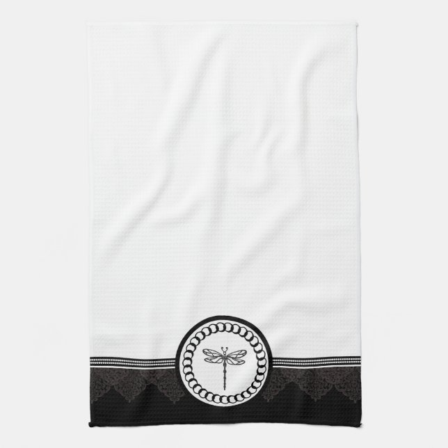 Ebony Dragonfly Emblem Kitchen Towel Kökshandduk (Vertikal)