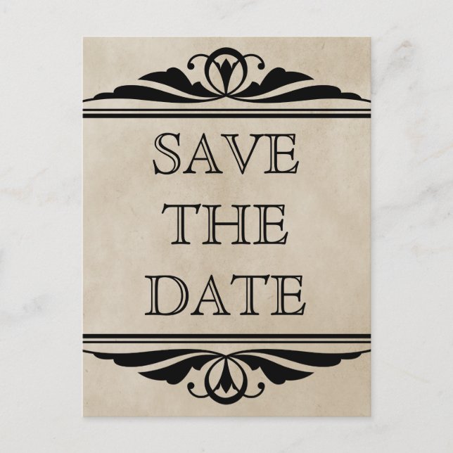 Ebony Elegant Deco Save Date Postcard Meddelande Vykort (Framsida)